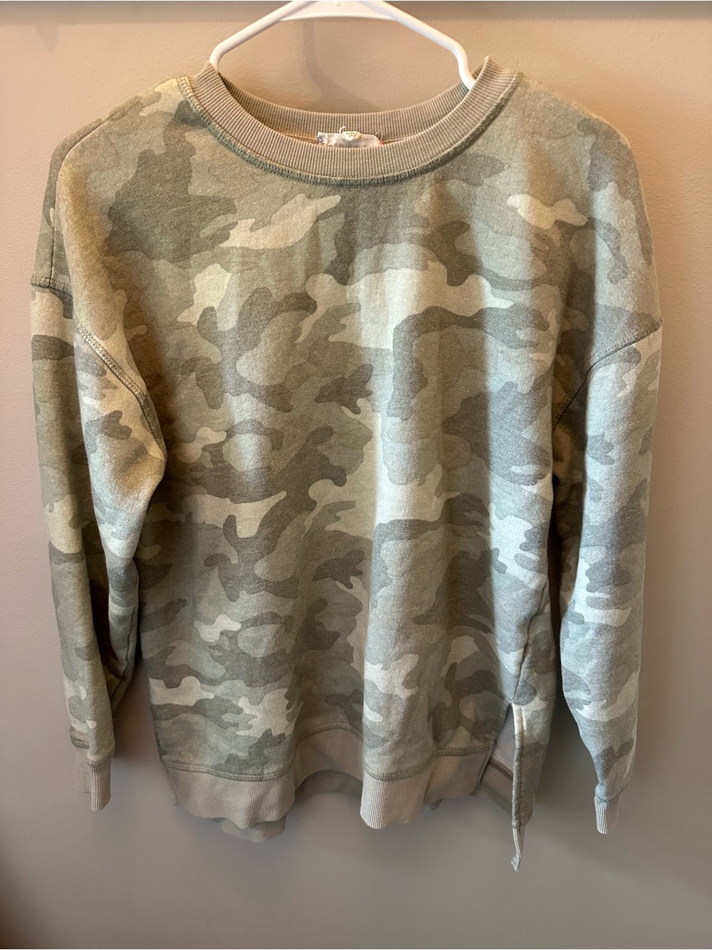 Pink Rose Green Camo Pullover